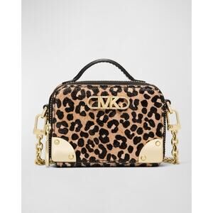 MICHAEL Michael Kors Estelle Micro Leather Trunk Crossbody in Leopard